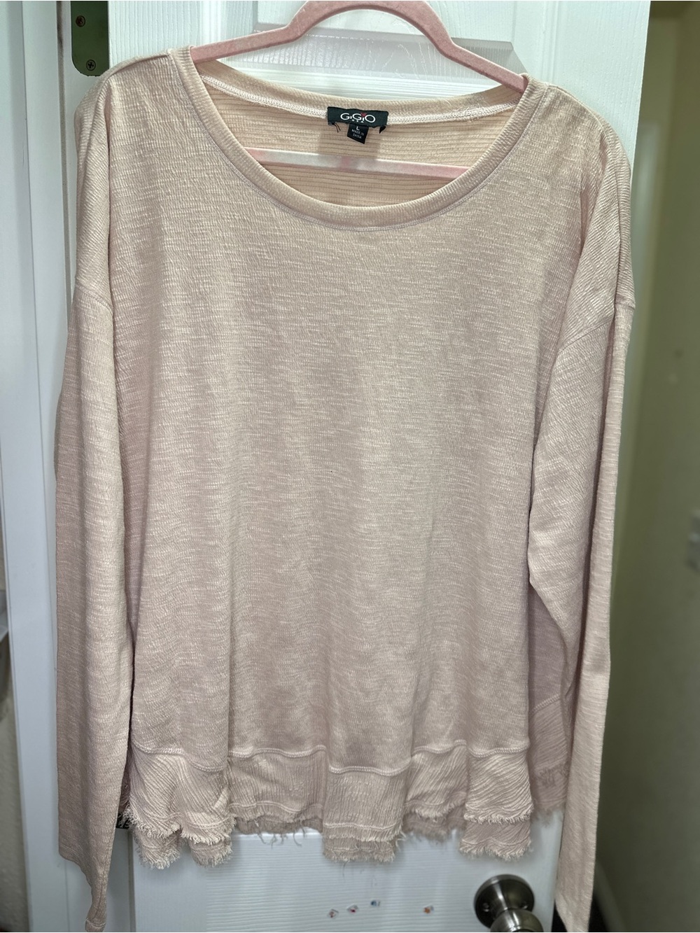 Gigio boutique Light Pink Fringe Hem Sweater